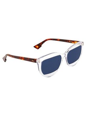 Dior Dior Mania 2 Havana Clear Plastic Blue Lense Suunglasses